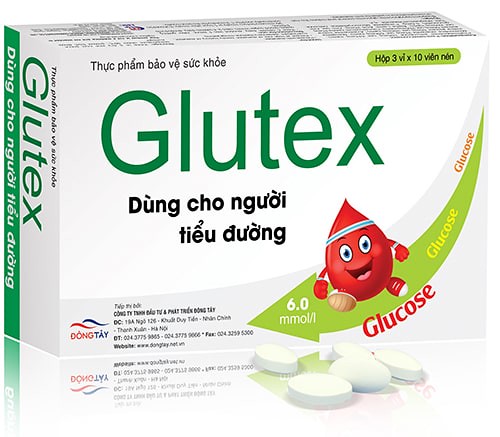 Thực phẩm bảo vệ sức khỏe Glutex (*) với thành phần chính lá Xoài, Hoàng bá, Quế chi, lá Neem, Mướp đắng giúp hỗ trợ giảm và ổn định đường huyết ở người tiểu đường tuýp 2, tiền tiểu đường