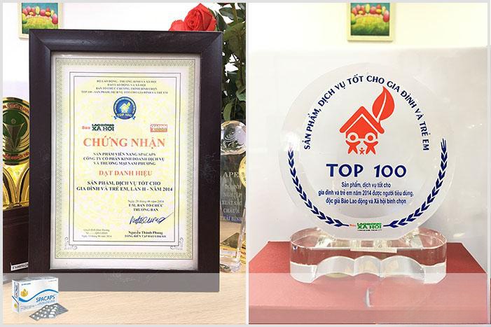 Spacaps vinh dự nhận giải thưởng Top 100 sản phẩm, dịch vụ tốt nhất cho gia đình, trẻ em năm 2014
