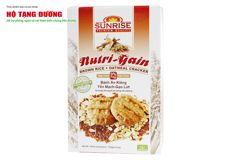 Bánh ăn kiêng yến mạch gạo lứt Sunrise Nutrigain hộp 178g