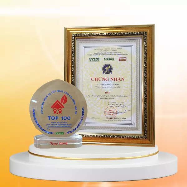Ích Thận Vương được chứng nhận đạt “Top 100, sản phẩm, dịch vụ tốt nhất cho gia đình, trẻ em”