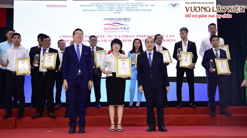 Giải thưởng “Thương hiệu vàng - Chất lượng quốc tế 2020” dành cho TPBVSK Vương Lão Kiện