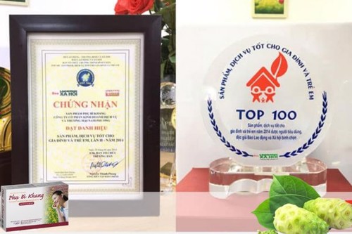 Phụ Bì Khang nhận giải thưởng "Top 100 sản phẩm, dịch vụ tốt cho gia đình và trẻ em"